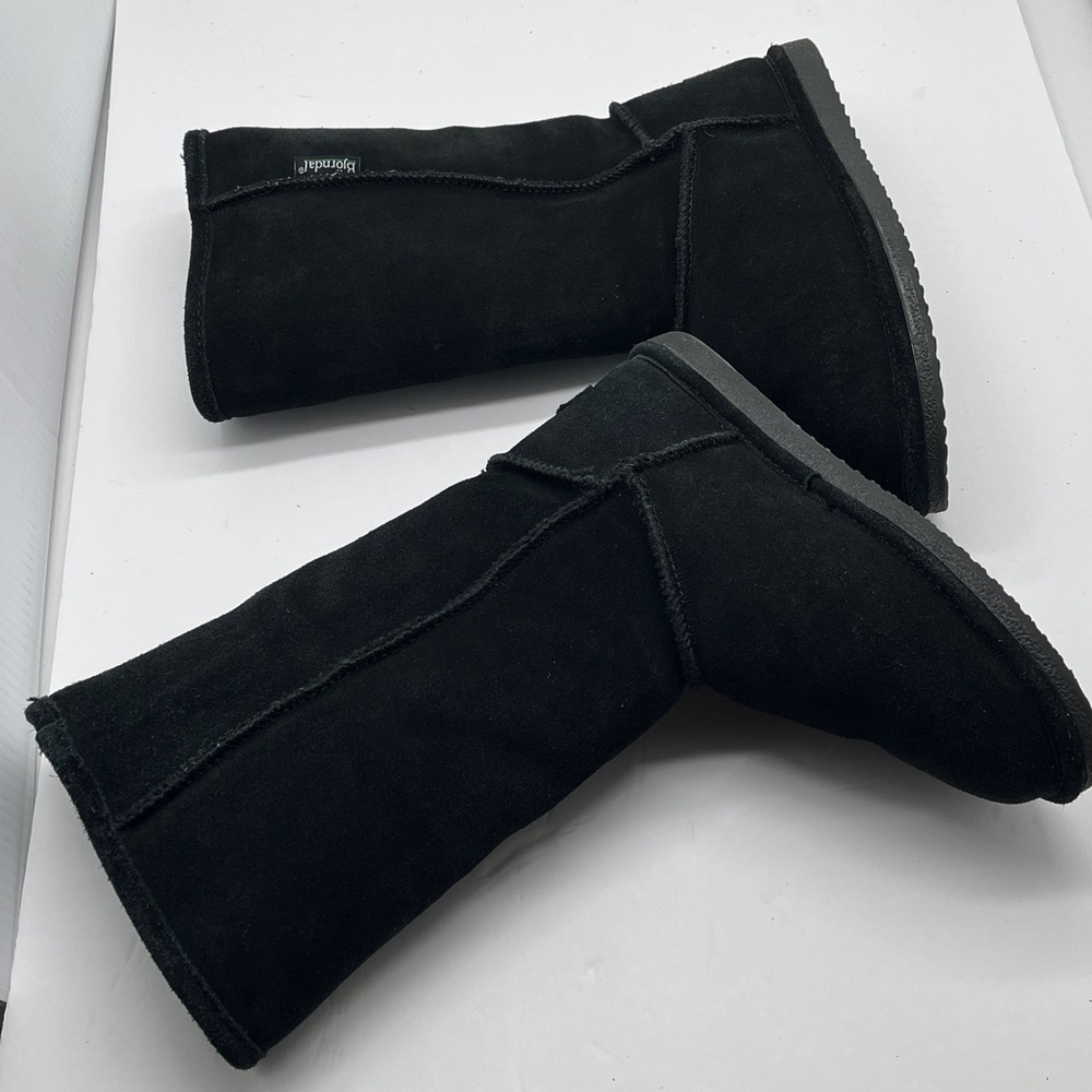 Bjorndal‎ Suede Fur Lined Boots High Womens 7 Black Cabin Cottage Boho - Picture 5 of 17